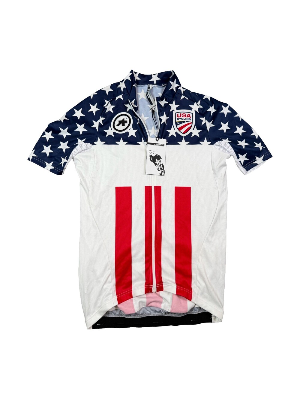 ASSOS USA Cycling Podium Jersey Men L Full Zip Stars Stripes NWT Flawed USAC